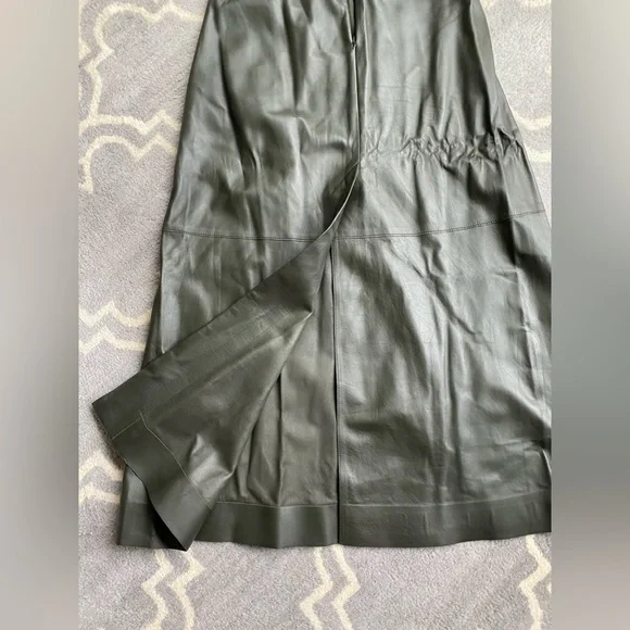 COS Dark Green Maxi Leather Skirt Size 34 - Picture 4 of 12